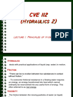 CVE 112 (Hydraulics 2) : Lecture 1: Principles of Hydrokinetics