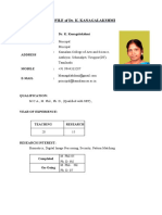 Profile of Dr. K. Kanagalakshmi