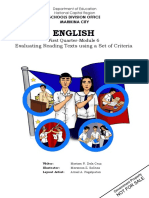 English: Evaluating Reading Texts Using A Set of Criteria