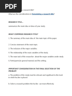 Formulating A Research Title