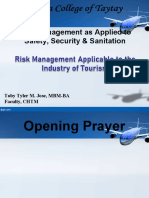 Day 3 Risk Management Applicable To The Industry of Tourism