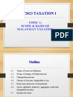 Ukat2023 Taxation I: Topic 1: Scope & Basis of Malaysian Taxation