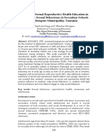 The Role of Sexual Reproductive Health Education in Adolescents: Sexual Behaviours in Secondary Schools in Morogoro Municipality, Tanzania