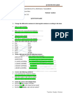 Questionnaire: Students Solve The English Questionnaire