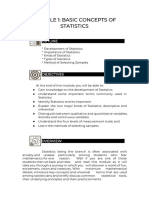 Module 1: Basic Concepts of Statistics: Outline