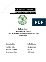 Aligarh Muslim University Malappuram Centre, Kerala: Labour Law