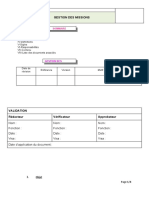 PROCEDURE DE GESTION de La Mission