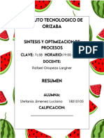 Resumen de Unidad 1 SINTESIS Y OPTIMIZACION DE PROCESOS