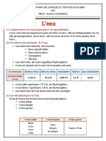 Cours 7 - L'eau Dans Notre Environnement