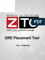 GRE Placement Test: Time: 35 Minutes