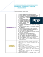 DIMENSIONES PARA MEDIR LA VIOLENCIA FISICA, PSICOLOGICA y SEXUAL