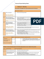 Personal Project Marking Sheet 2021