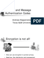 Hashing and Message Authentication Codes: Andreas Klappenecker Texas A&M University