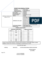 Test Report For Chemical Testing: Customer Name