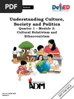 Understanding Culture, Society and Politics: Quarter 1 - Module 3: Cultural Relativism and Ethnocentrism