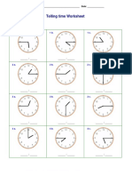 Telling Time Worksheet