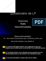 Questionário de LP - Tema Descontinuidades - Show Do Milhão