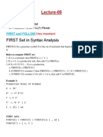 FIRST Set in Syntax Analysis: Lecture-05