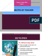 Attributes of Teacher: Course Code: 8612 Unit 4