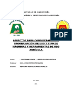 Aspectos para Considerar en La Programación de Uso y Tipo de Máquinas y Herramientas de Uso Agrícola