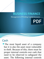 Business Finance: Management of Working Capital Accounts