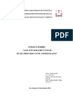 2da Evaluacion Sumativa Ensayo Sobre Los Juicios Ejecutvos en El Proceso Civil Venezolano