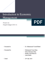 Introduction To Economic Management: Project On: Punjab Budget 2010-11