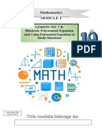 Mathematics: LESSON NO. 7-8: Illustrate Polynomial Equation and