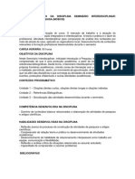 Plano de Ensino - Seminário Interdisciplinar Introdução À Pesquisa - 2021