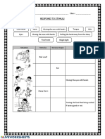 Worksheet Respond To Stimuli