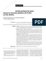 Situación de La Atención Primaria de Salud Mental en Servicios Públicos de El Alto 2009