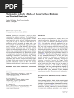 Mathematics in Early Childhood: Research-Based Rationale and Practical Strategies