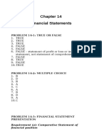 Financial Statements: Problem 14-1: True or False