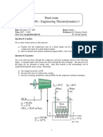 Final Exam ENGI 2800 - Engineering Thermodynamics I