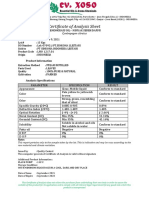 Certificate of Analysis Sheet: Product Information