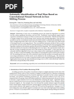 Sensors: Automatic Identification of Tool Wear Based On Convolutional Neural Network in Face Milling Process