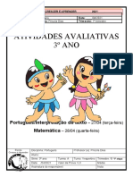 Atividade Avaliativa Interpretação de Texto e Matemática1º Tri 3º Ano