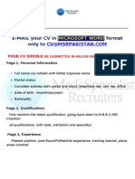 E-MAIL Your CV in Format Only To: Microsoft Word