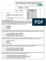 Avaliacao Diag CIENCIAS 7 Ano