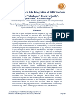 A Study On Work Life Integration of Gig Workers