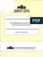 Research Paper SERIES No. 2003-04: The Philippine Innovation System: Structure and Characteristics