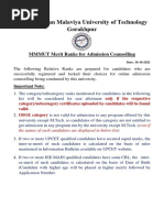 Madan Mohan Malaviya University of Technology Gorakhpur: MMMUT Merit Ranks For Admission Counselling