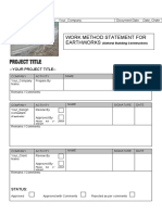 Work Method Statement For Earthworks: - Your Project Title