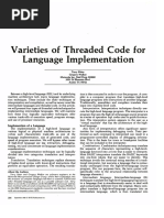 Varieties of Threaded Code For Language Implementation