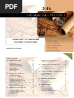 Gis Manual - Volume I: Department of Geography University of Colombo