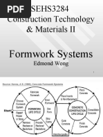 SEHS3284 Construction Technology & Materials II: Formwork Systems