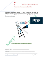 HPLC Preventative Maintenance Check-List