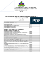 Liste Ecoles de Formation en Sante Reconnues Par Le MSPP Juillet 2013