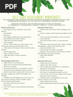 Self-Care Assessment Worksheet