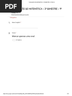 Avaliação de Matemática - 3º Bimestre - 9º Ano A - Formulários Google